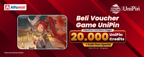 Beli Voucher UniPin di Alfamidi, Dapat Cashback hingga 20.000 UniPin Credits + Kode Item Spesial dari Samkok Fantasy!